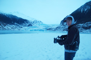 Film-maker/Cinematographyer Kahlil Hudson, Mendenhall Glacier, Juneau, AK