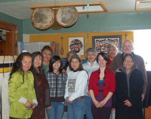 Chilkat Weaving Retreat participants sponsored by Silver Cloud Art Center, Artstream Alaska and the New England Foundation for the Arts - April 2009